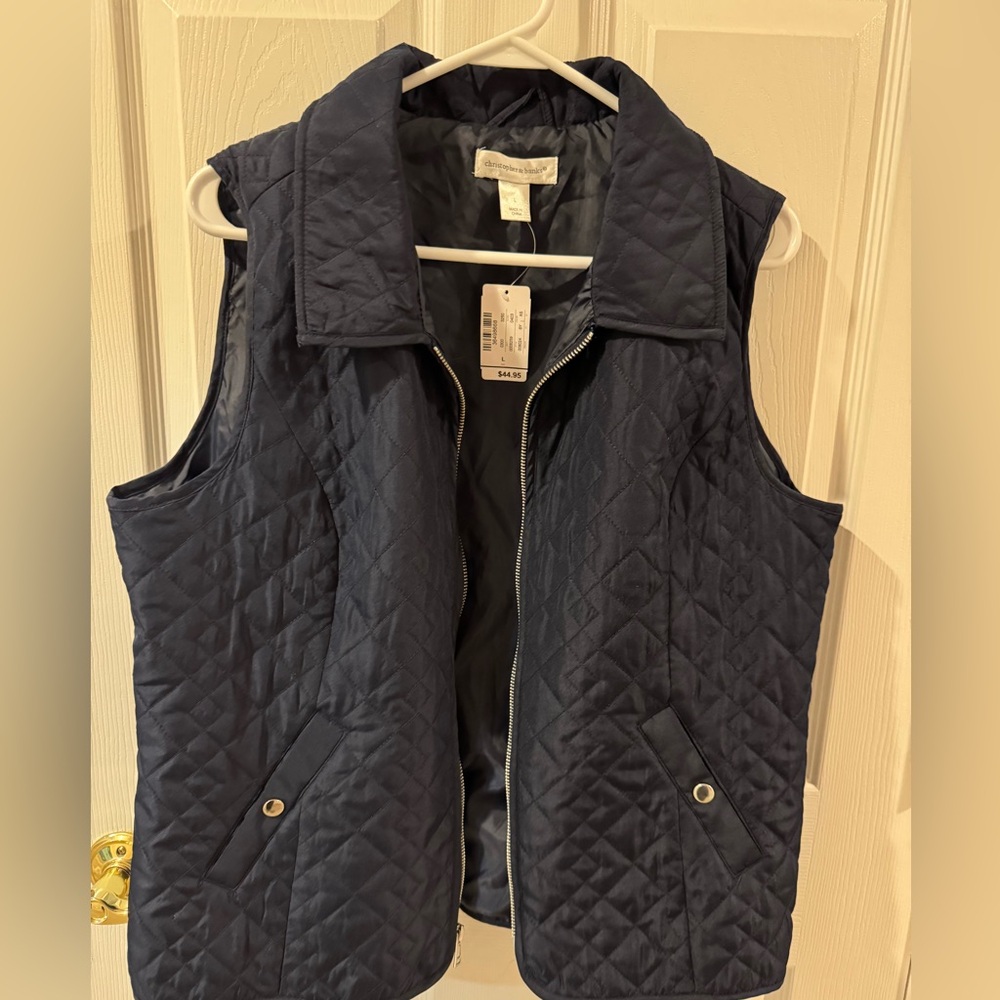 Christopher and Banks Quilted Navy Vest